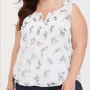 Torrid-Floral Crinkle Chiffon Pintuck Tank